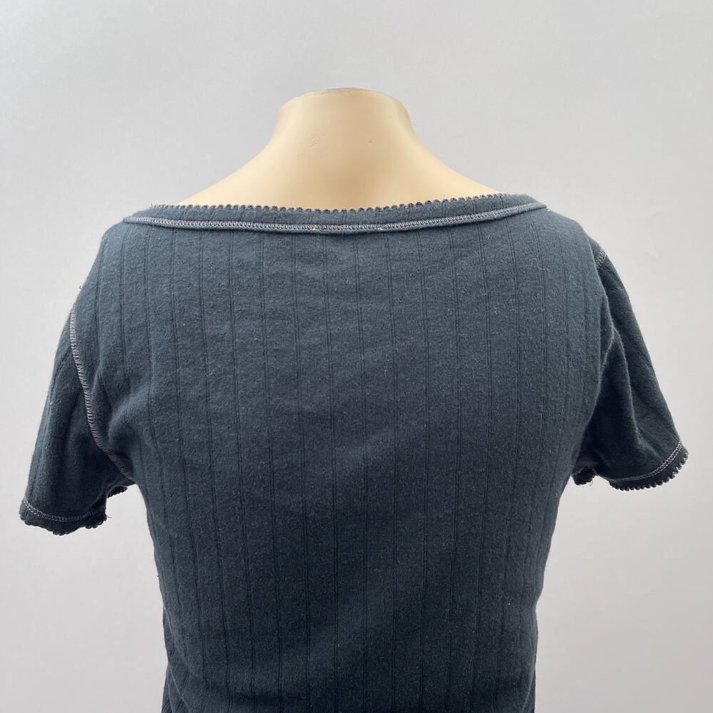 Free People X Intimately FP End Game Pointelle Baby Tee Black Women's Size Large - Picture 8 of 15